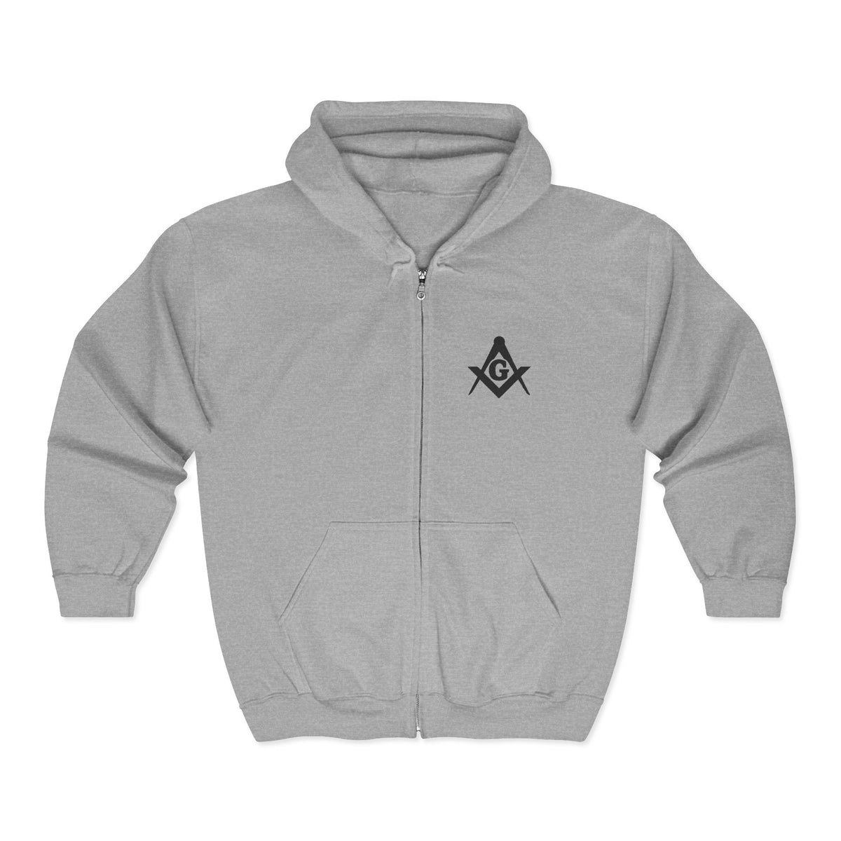 Master Mason Blue Lodge Hoodie - Zip Up Jacket Classic Square & Compass Look - Bricks Masons