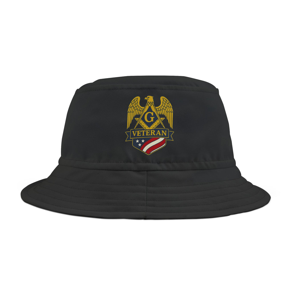 Master Mason Blue Lodge Bucket Hat - Black Stitching Veteran Mason - Bricks Masons