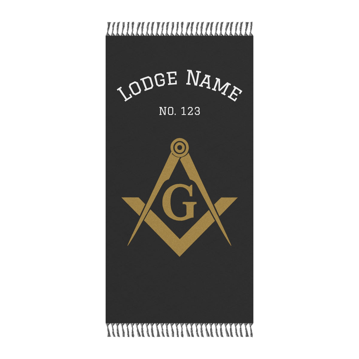 Master Mason Blue Lodge Towel - Black Polyester Customizable Beach Cloth - Bricks Masons