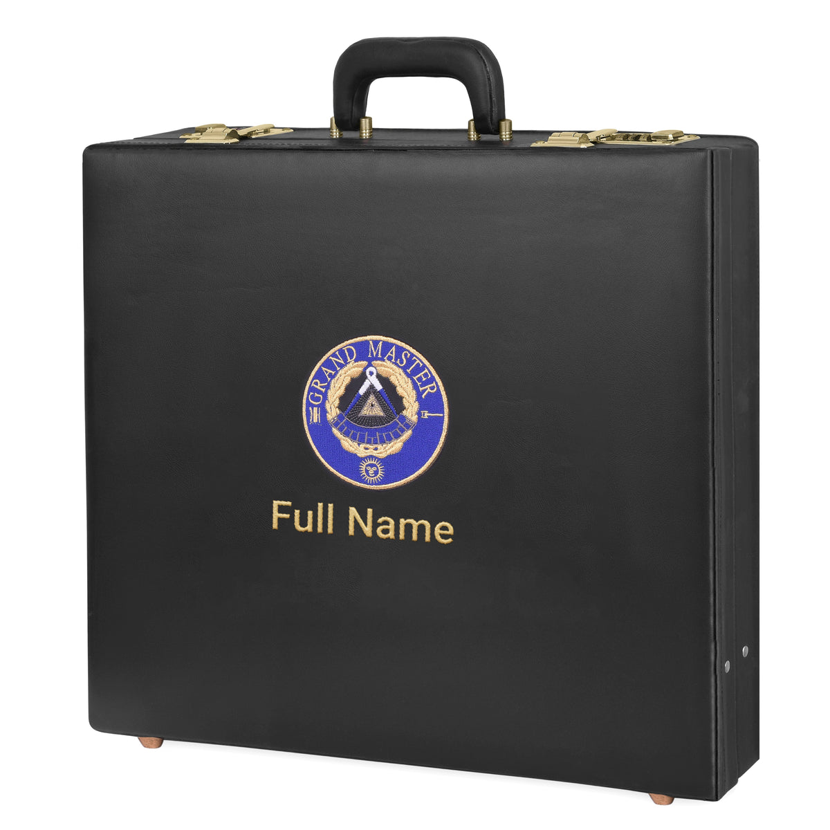 Grand Master Blue Lodge Apron Case - Machine Embroidery Blue Emblem Various Sizes & Materials - Bricks Masons