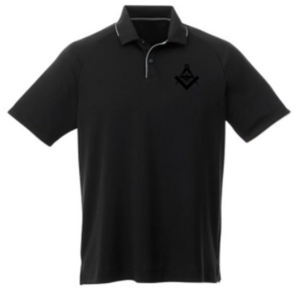 Master Mason Blue Lodge Polo Shirt - Black Debossed - Bricks Masons