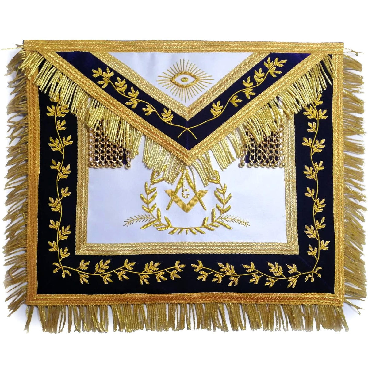 Grand Master Blue Lodge Apron - Bullion Hand Embroidery - Bricks Masons