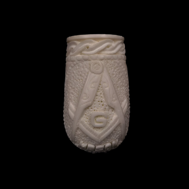 Master Mason Blue Lodge Meerschaum Pipe - Handmade Natural Wax Coating - Bricks Masons