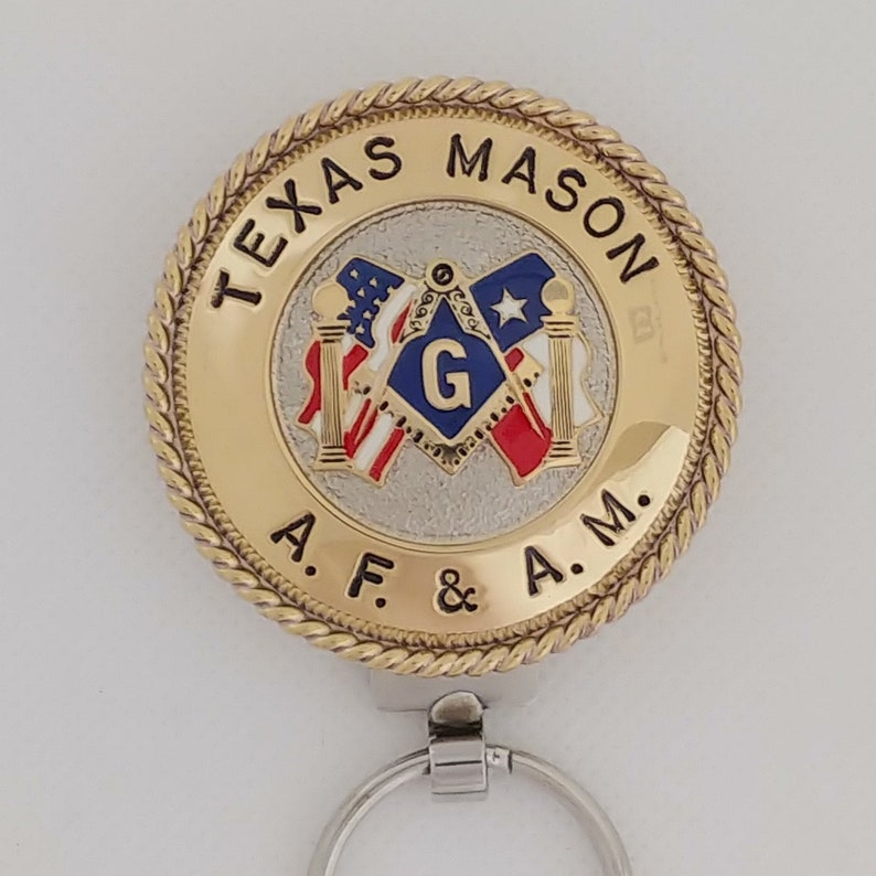 Master Mason Blue Lodge Keychain - Handcrafted Texas Mason Double Flag - Bricks Masons