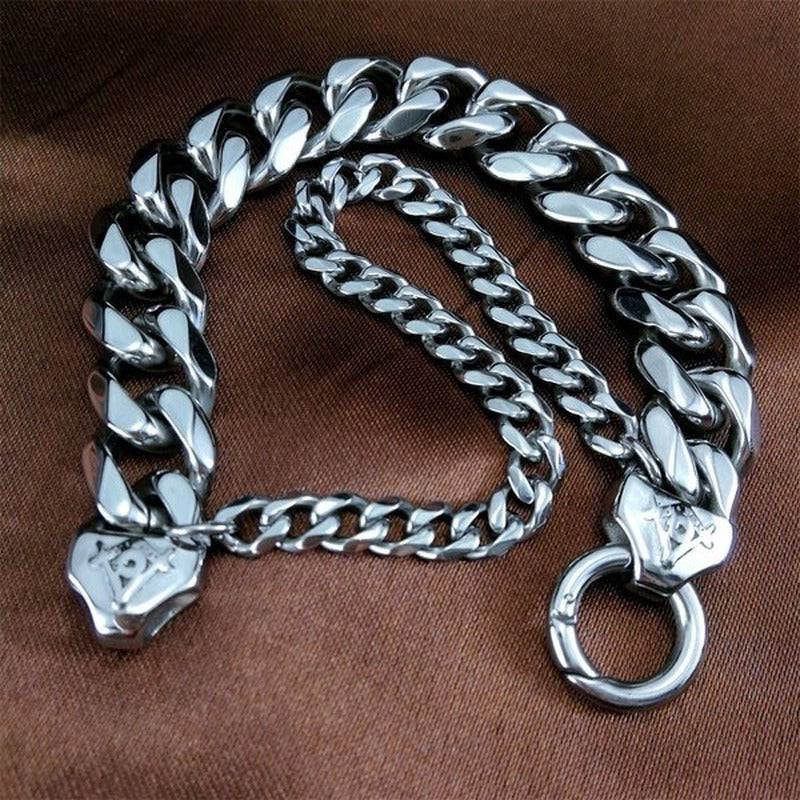 Master Mason Blue Lodge Bracelet - Polished Stainless Steel Cuban Chain - Bricks Masons