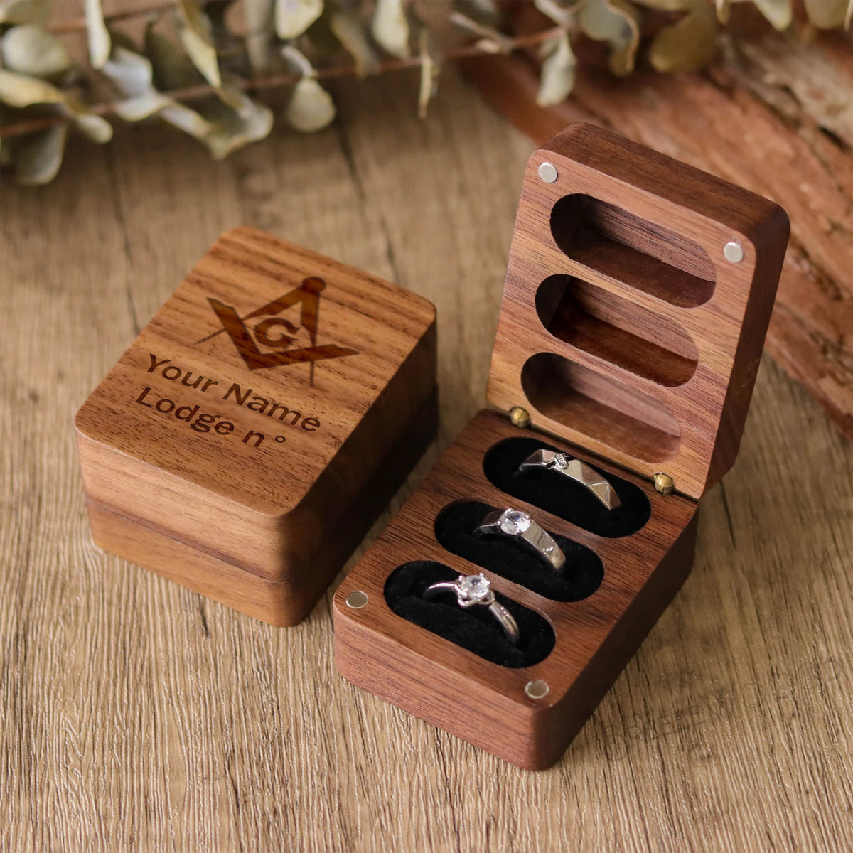 Master Mason Blue Lodge Ring Box - Personalized Wooden - Bricks Masons
