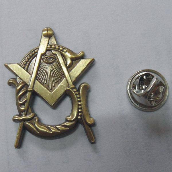 Master Mason Blue Lodge Lapel Pin - Antique Gold Style G - Bricks Masons