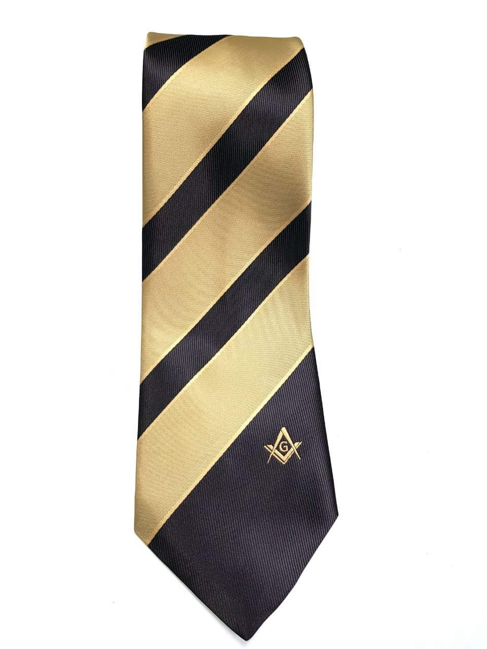 Master Mason Blue Lodge Necktie - Brown & Yellow with Square & Compass G - Bricks Masons