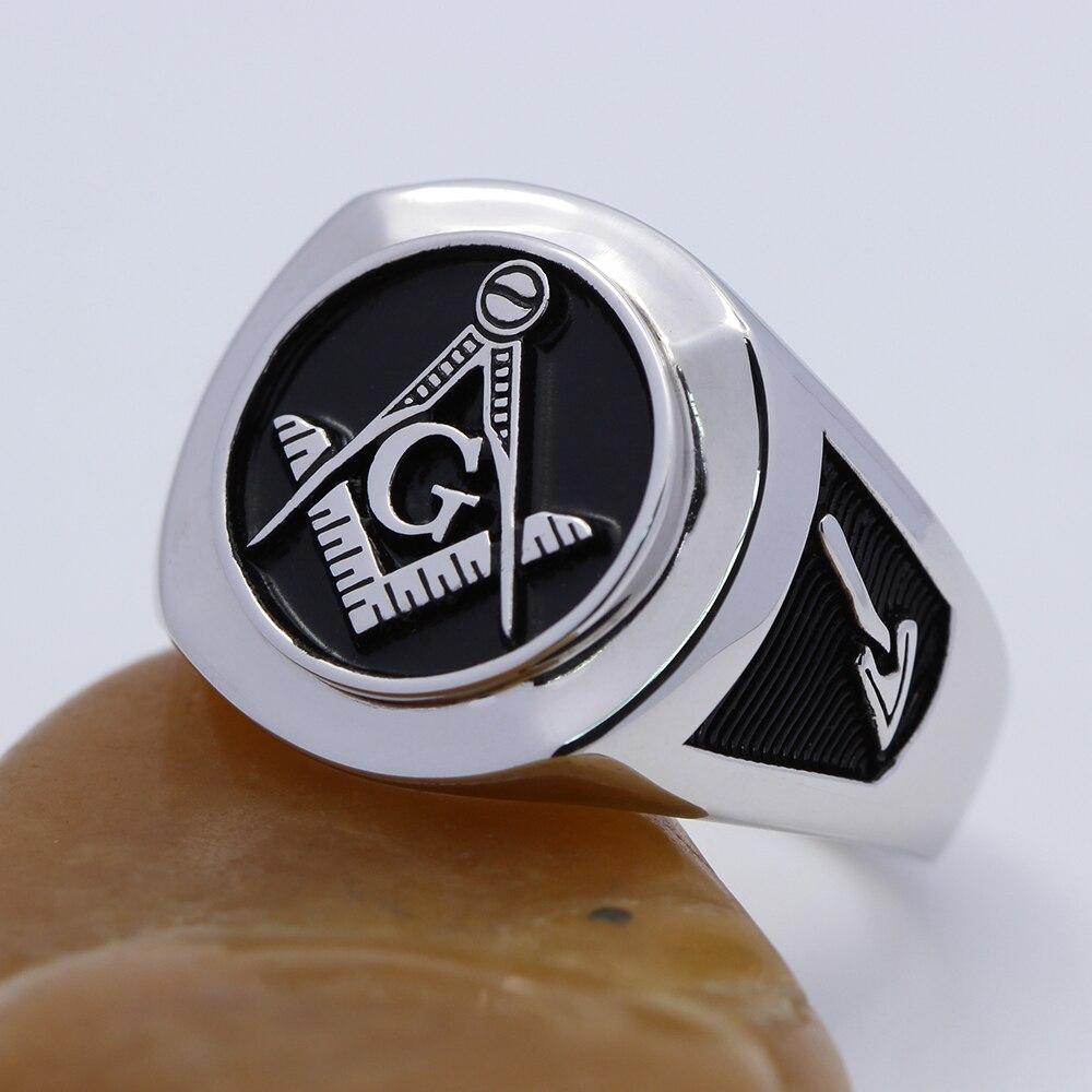 Master Mason Blue Lodge Ring - Compass and Square Sterling Silver - Bricks Masons
