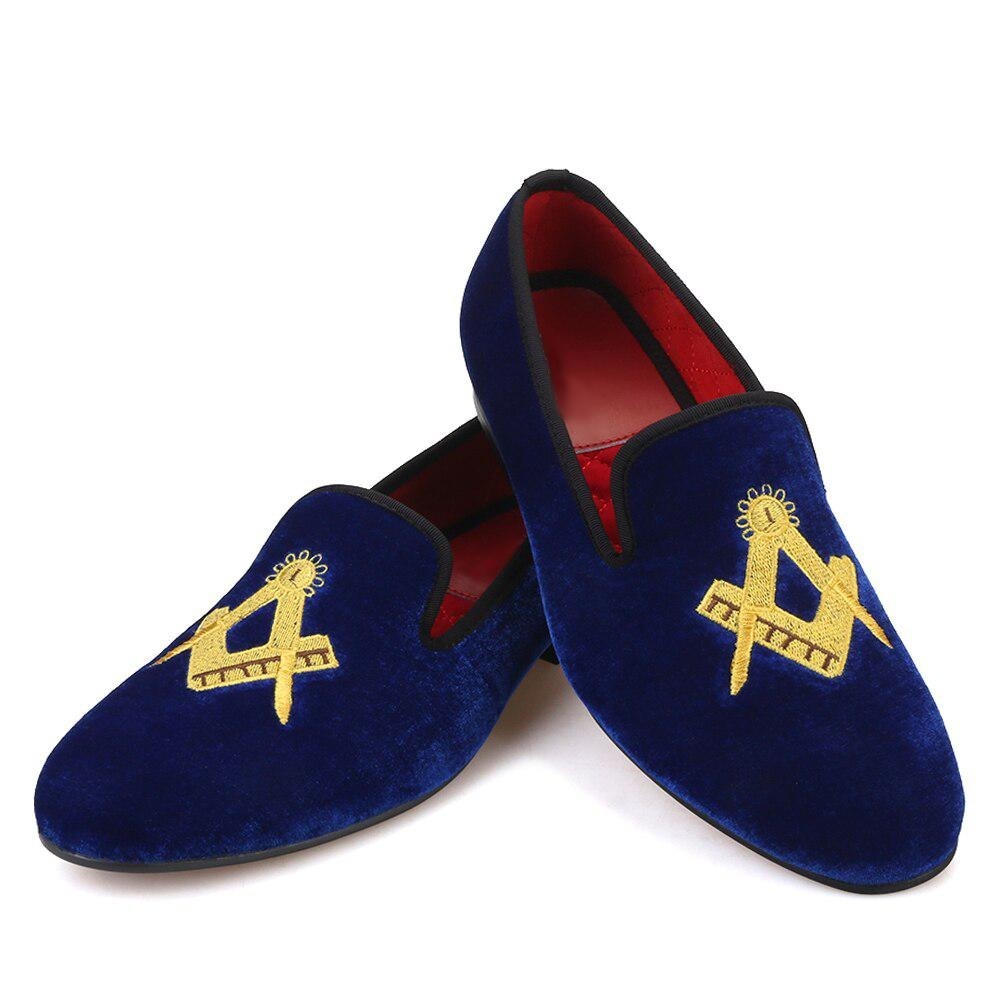 Master Mason Blue Lodge Shoe - Embroidery Square and Compass (Multiple Colors) - Bricks Masons