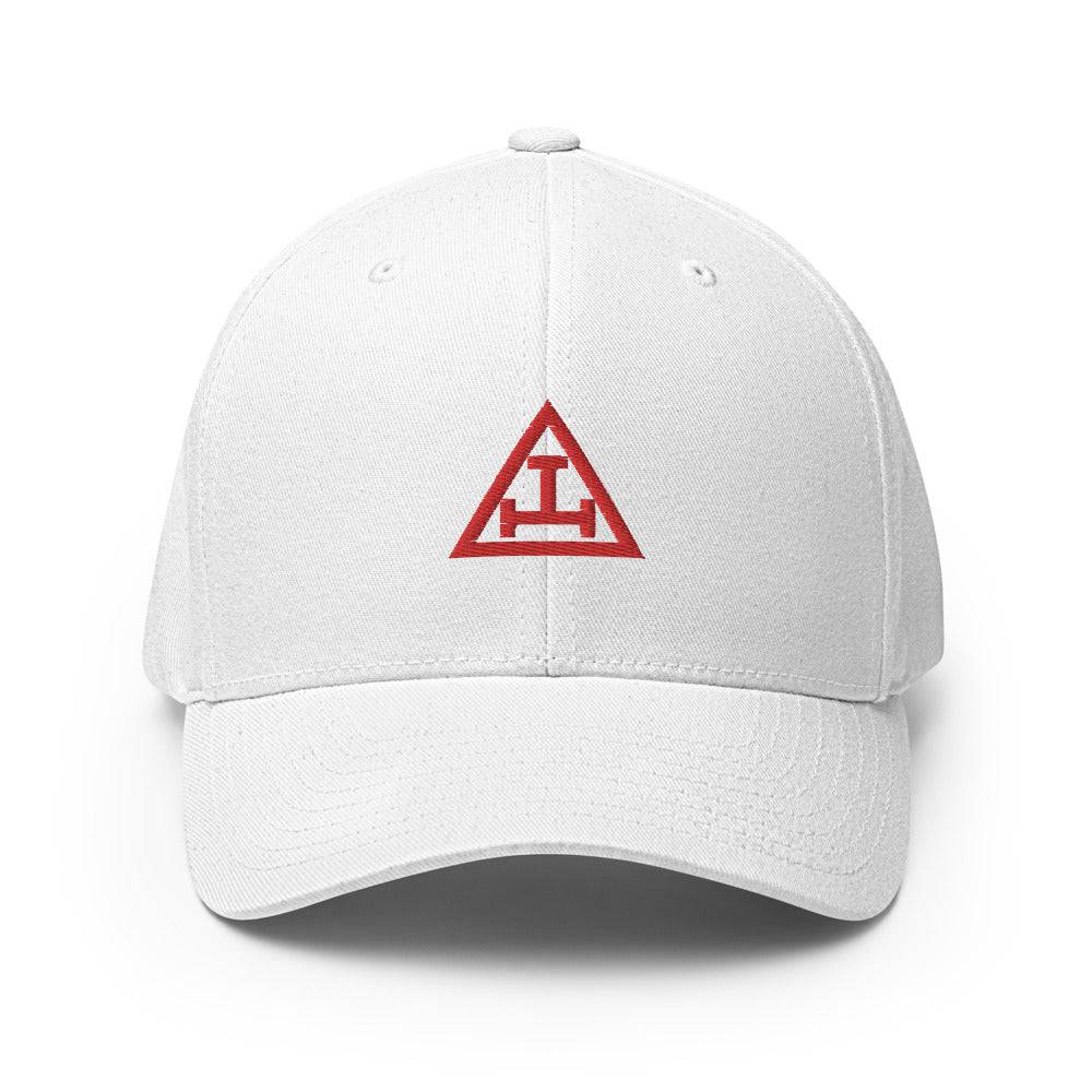 Royal Arch Chapter Mason Crown Cap - Red Satin With Embroidered Triple Tau Patch
