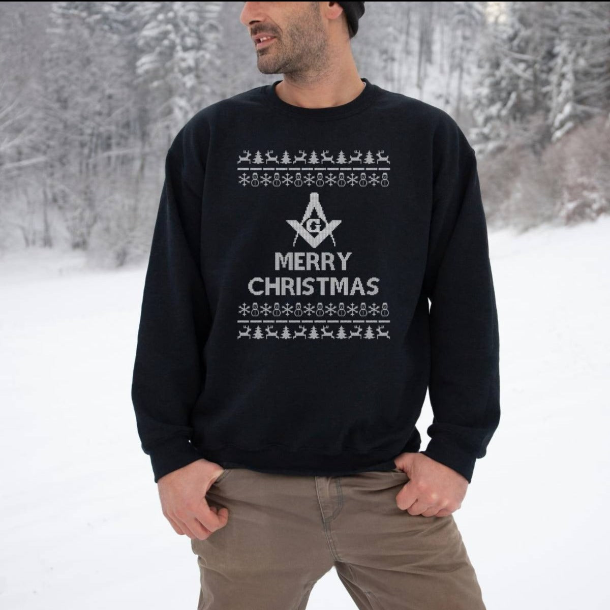 Master Mason Blue Lodge Sweatshirt - Ugly Merry Christmas Sweater - Bricks Masons
