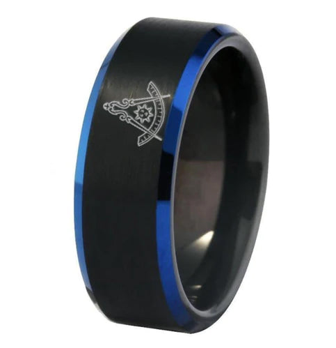 Past Master Blue Lodge California Regulation Ring - Black Stone Color - Bricks Masons