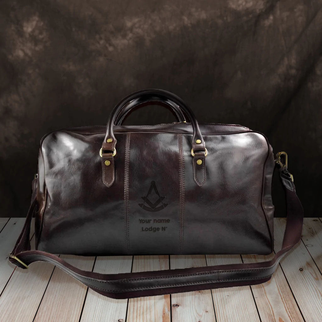 Past Master Blue Lodge Travel Bag - Genuine Leather - Bricks Masons