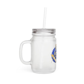 Master Mason Blue Lodge Mason Jar - Golden Square & Compass G