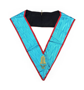 Officers Memphis Misraim French Regulation Officer Collar Set - Turquoise Machine Embroidery