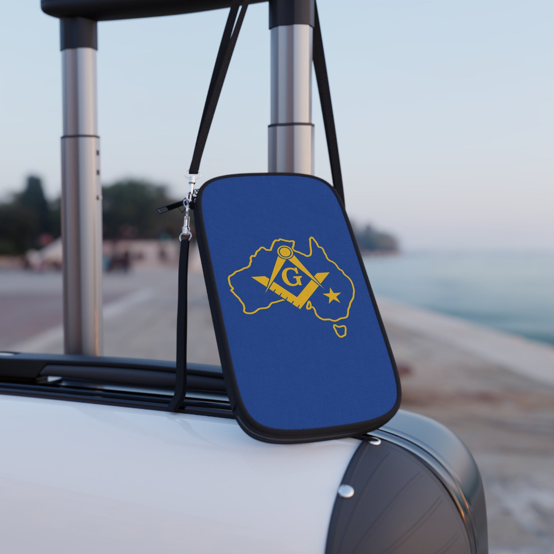 Master Mason Blue Lodge Australia Jurisdiction Passport Wallet - Gold S&C With Blue - Bricks Masons