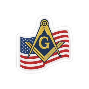 Master Mason Blue Lodge Sticker Decal - Kiss-Cut USA Flag - Bricks Masons