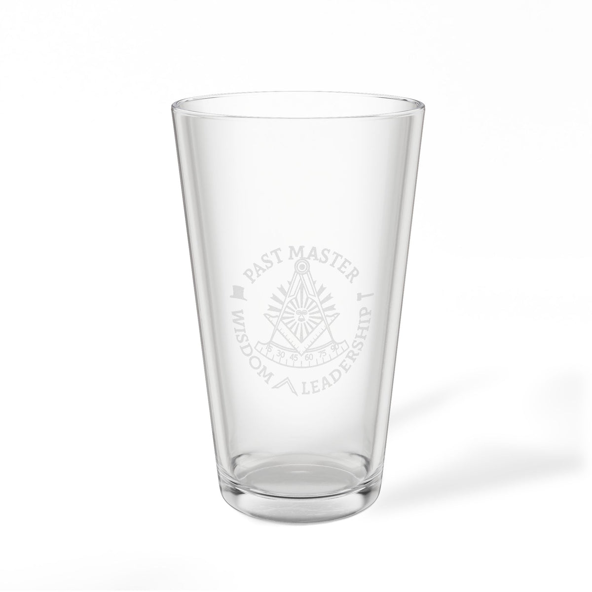 Past Master Blue Lodge Pint Glass - Wisdom Leadership S&C Quadrant Sun Emblem