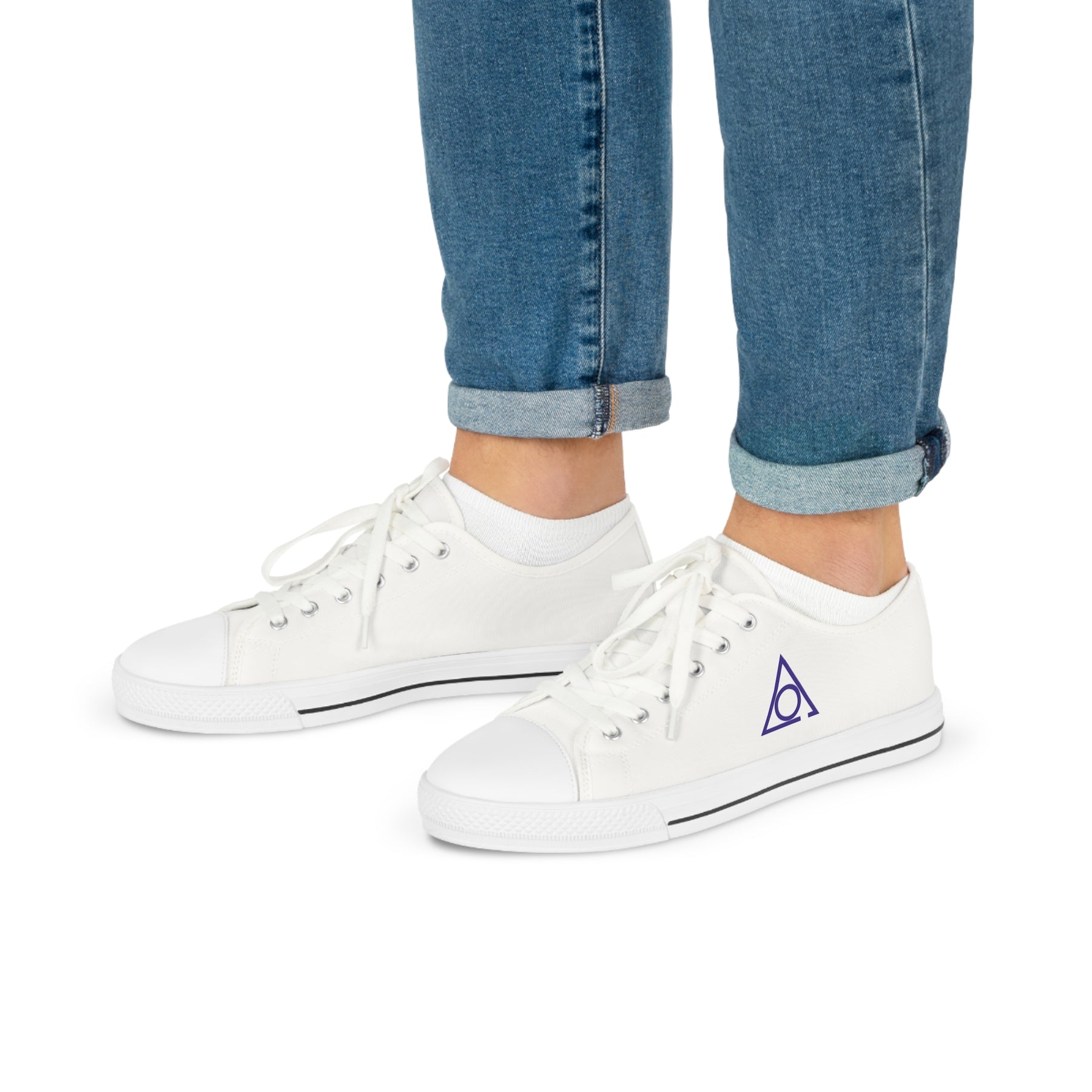 LOCOP Sneaker - Low Top Sneaker Black & White Purple Emblem - Bricks Masons
