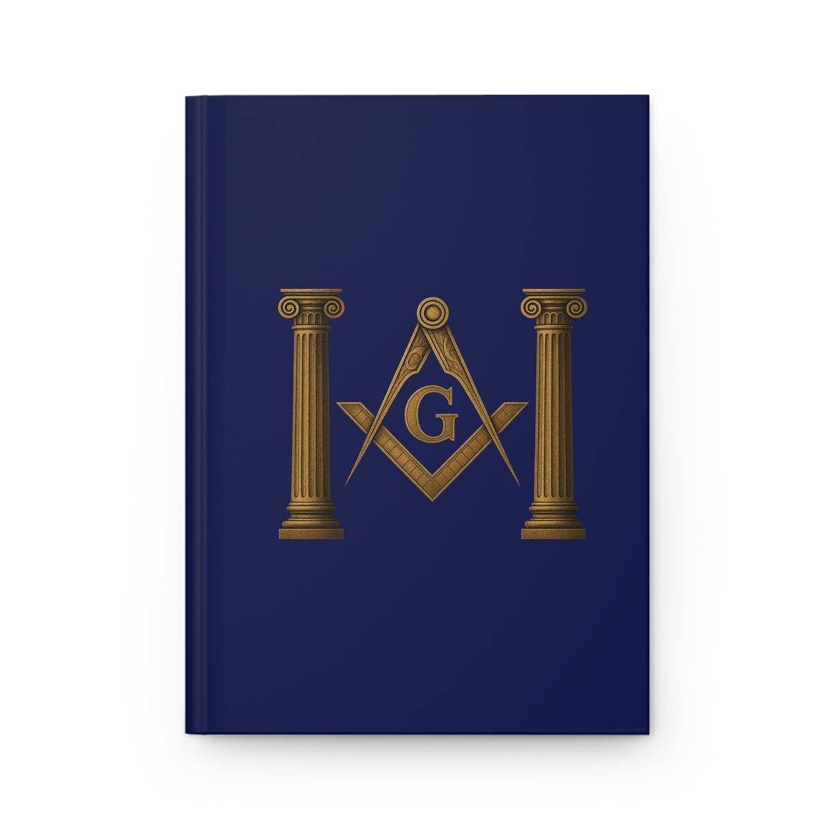 Master Mason Blue Lodge Journal - Gold Square & Compass G with Twin Pillars - Bricks Masons