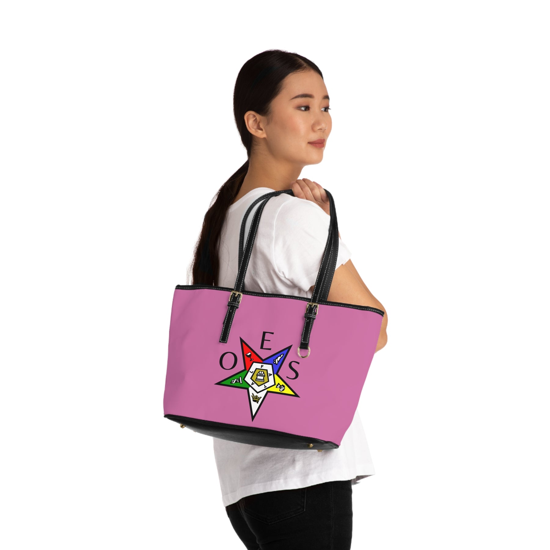 OES Handbag - Pink PU Leather With Ample Interior - Bricks Masons