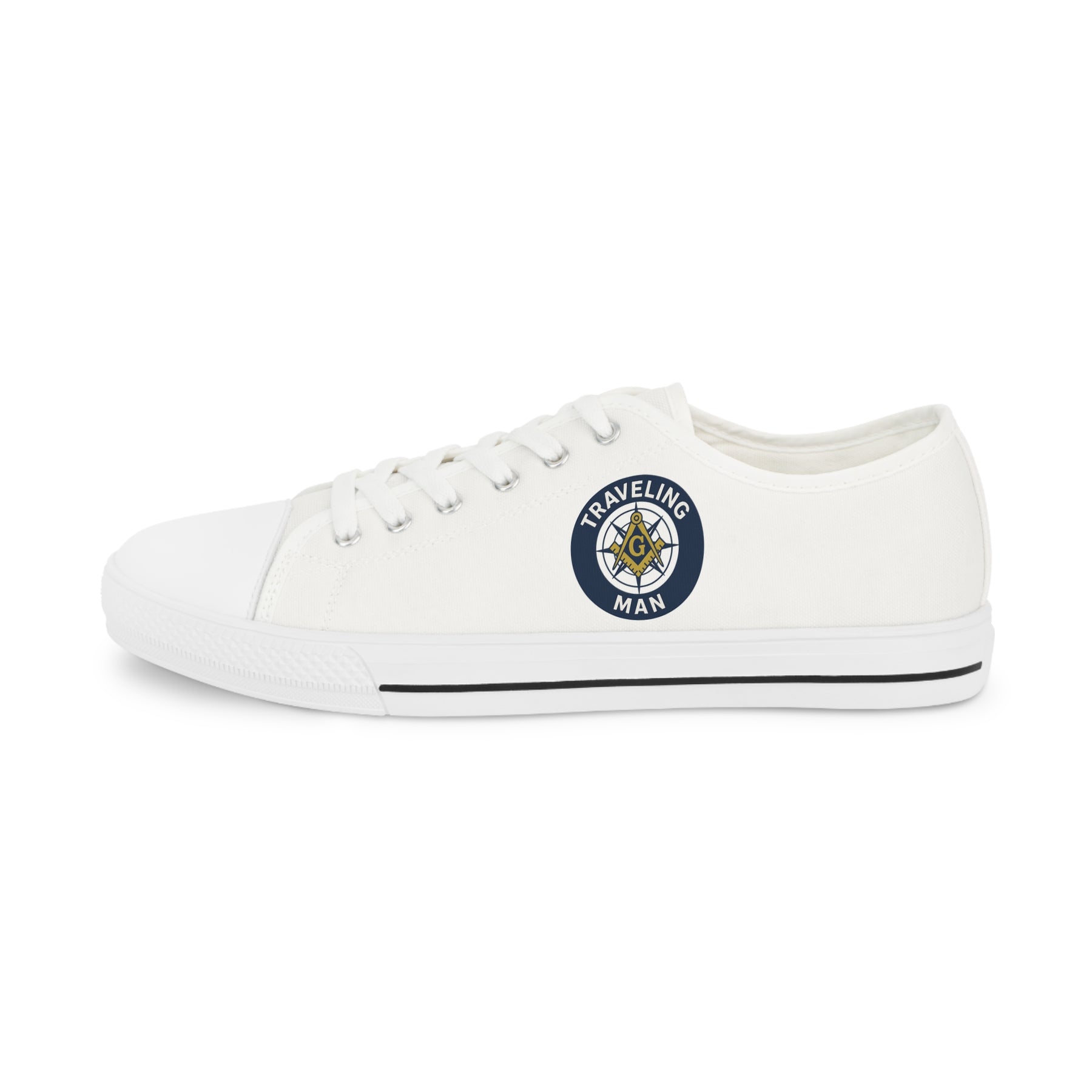 Master Mason Blue Lodge Sneaker - Low Top Sneaker Black & White Traveling Mason - Bricks Masons