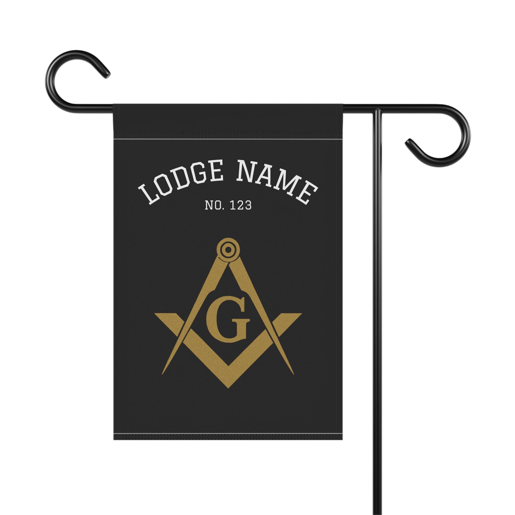 Master Mason Blue Lodge Yard Flag - Gold Square & Compass G with Customization - Bricks Masons