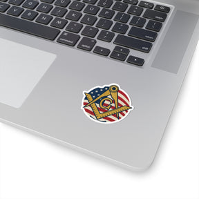 Fellowcraft Blue Lodge Sticker Decal - Kiss-Cut US Flag Various Sizes - Bricks Masons