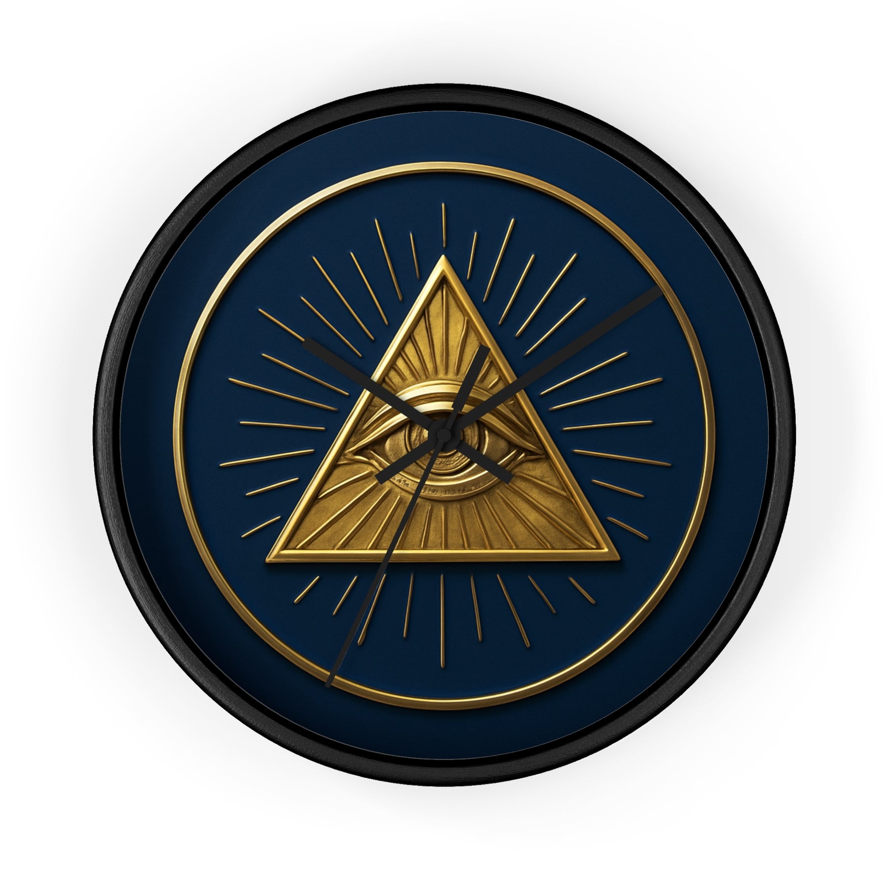 Eye of Providence Clock - Pyramid with All Seeing Eye Design on Wooden Frame - Bricks Masons