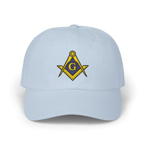 Master Mason Blue Lodge Baseball Cap - Gold & Blue Embroidered Square & Compass G - Bricks Masons