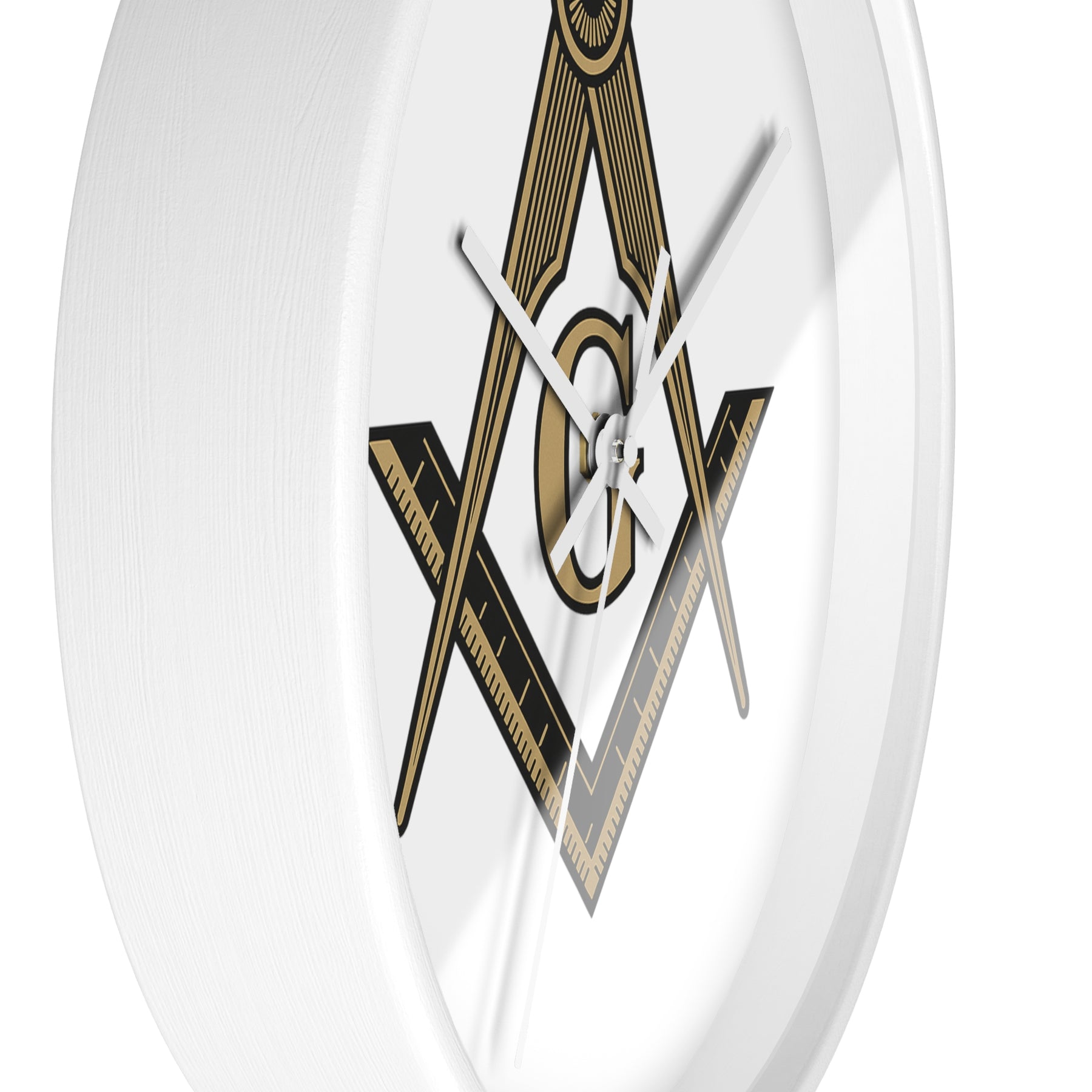 Master Mason Blue Lodge Clock - Distinguished S&C G on White Dial - Bricks Masons