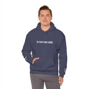 Master Mason Blue Lodge Hoodie - By Faith And Labor with Square & Compass G Embroidery - Bricks Masons