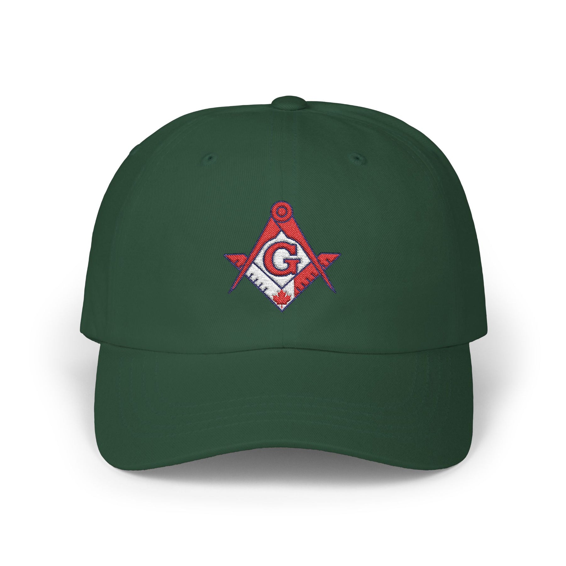 Master Mason Blue Lodge Canada Jurisdiction Baseball Cap - Red & White Square & Compass G - Bricks Masons
