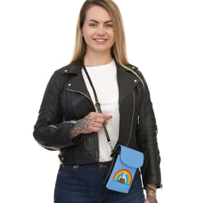 Royal Ark Mariner Cell Phone Wallet - Blue Microfiber Leather - Bricks Masons