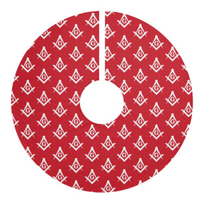 Master Mason Blue Lodge Christmas Tree Skirt - Silver Square & Compass G - Bricks Masons