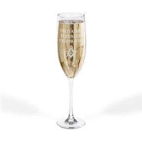 Master Mason Blue Lodge Champagne Flute - S&C G Initiated Elevated Celebrated