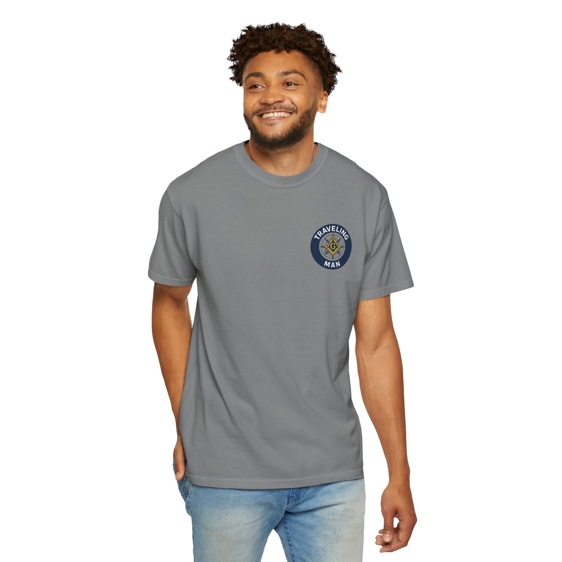 Master Mason Blue Lodge T-Shirt - Traveling Mason Garment-Dyed Tee - Bricks Masons