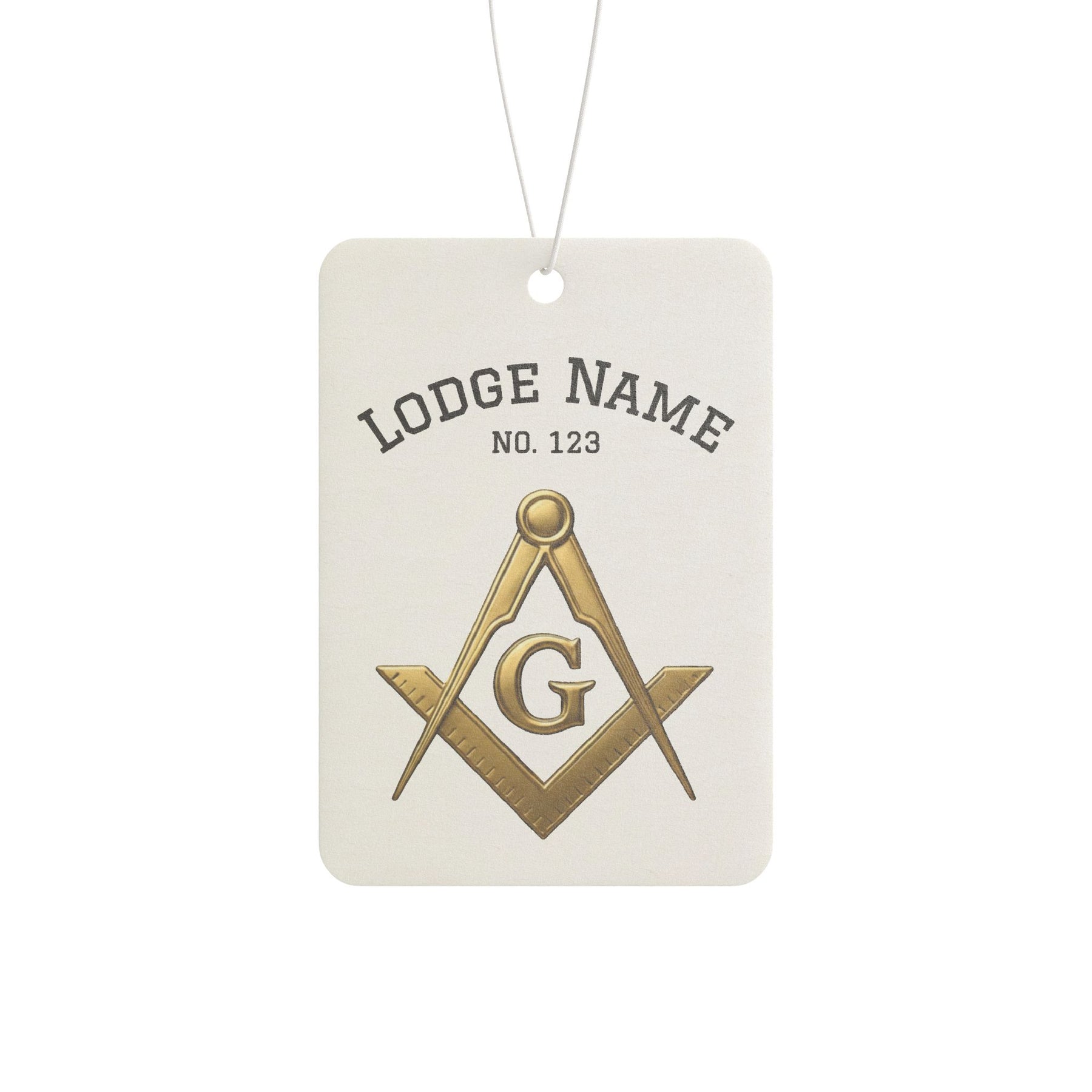 Master Mason Blue Lodge Car Air Freshener - Gold S&C G With Personalization - Bricks Masons