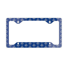 Master Mason Blue Lodge License Plate Frame - Blue & Silver Square & Compass G - Bricks Masons
