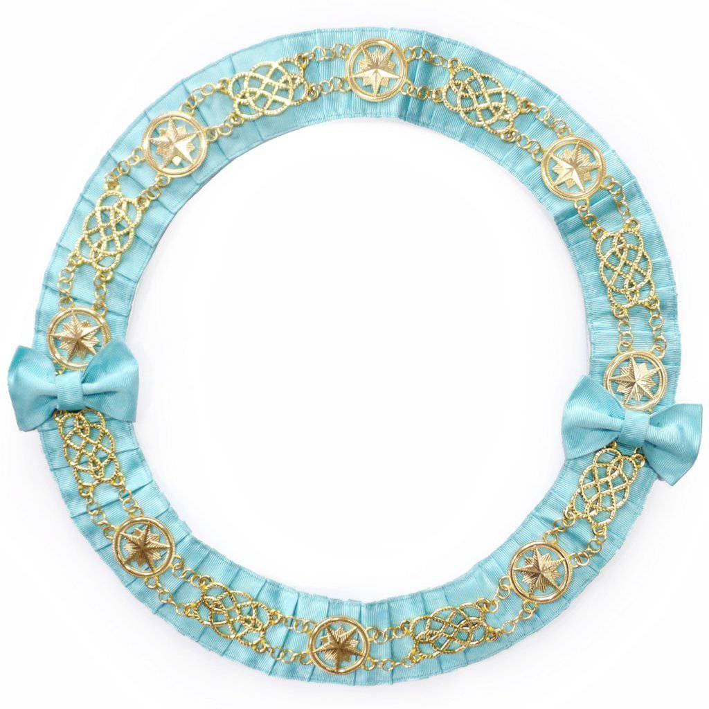 OES Chain Collar - Gold Plated on Sky Blue Velvet