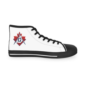 Master Mason Blue Lodge Canada Jurisdiction Sneaker - High Top Black & White Sole Canada Maple Leaf - Bricks Masons