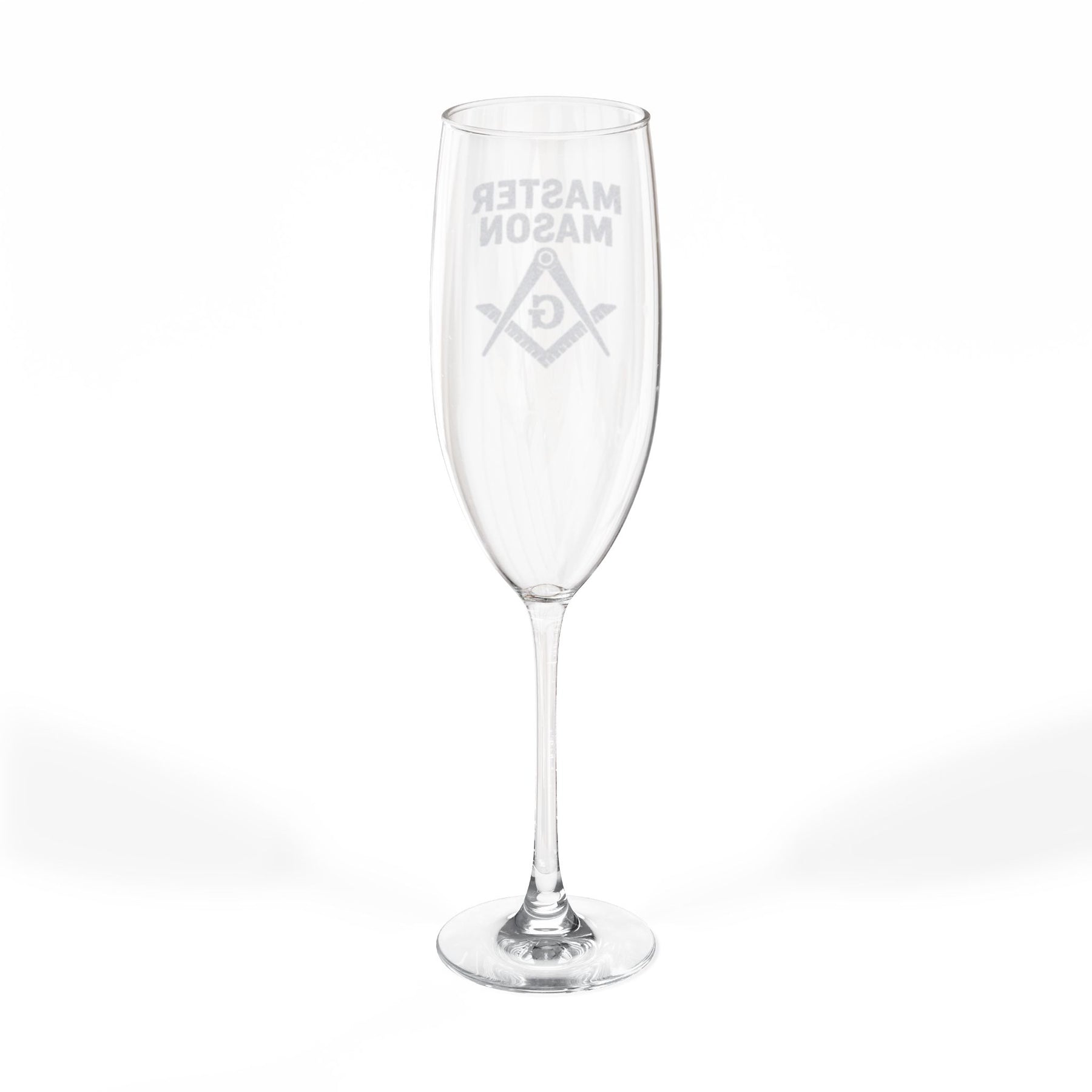 Master Mason Blue Lodge Champagne Flute - Square & Compasses G Emblem