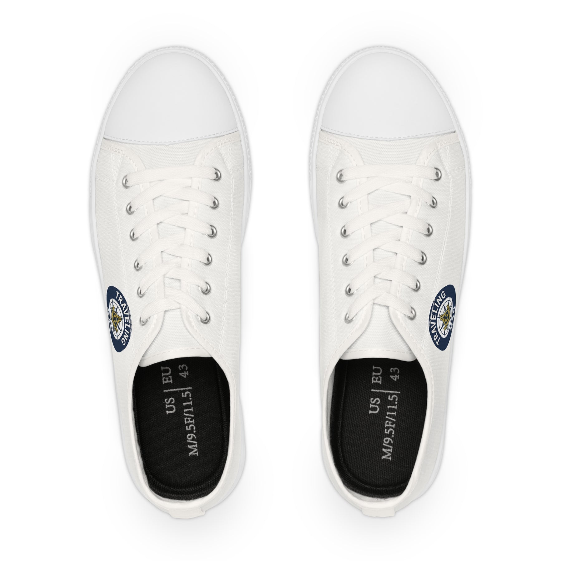 Master Mason Blue Lodge Sneaker - Low Top Sneaker Black & White Traveling Mason - Bricks Masons