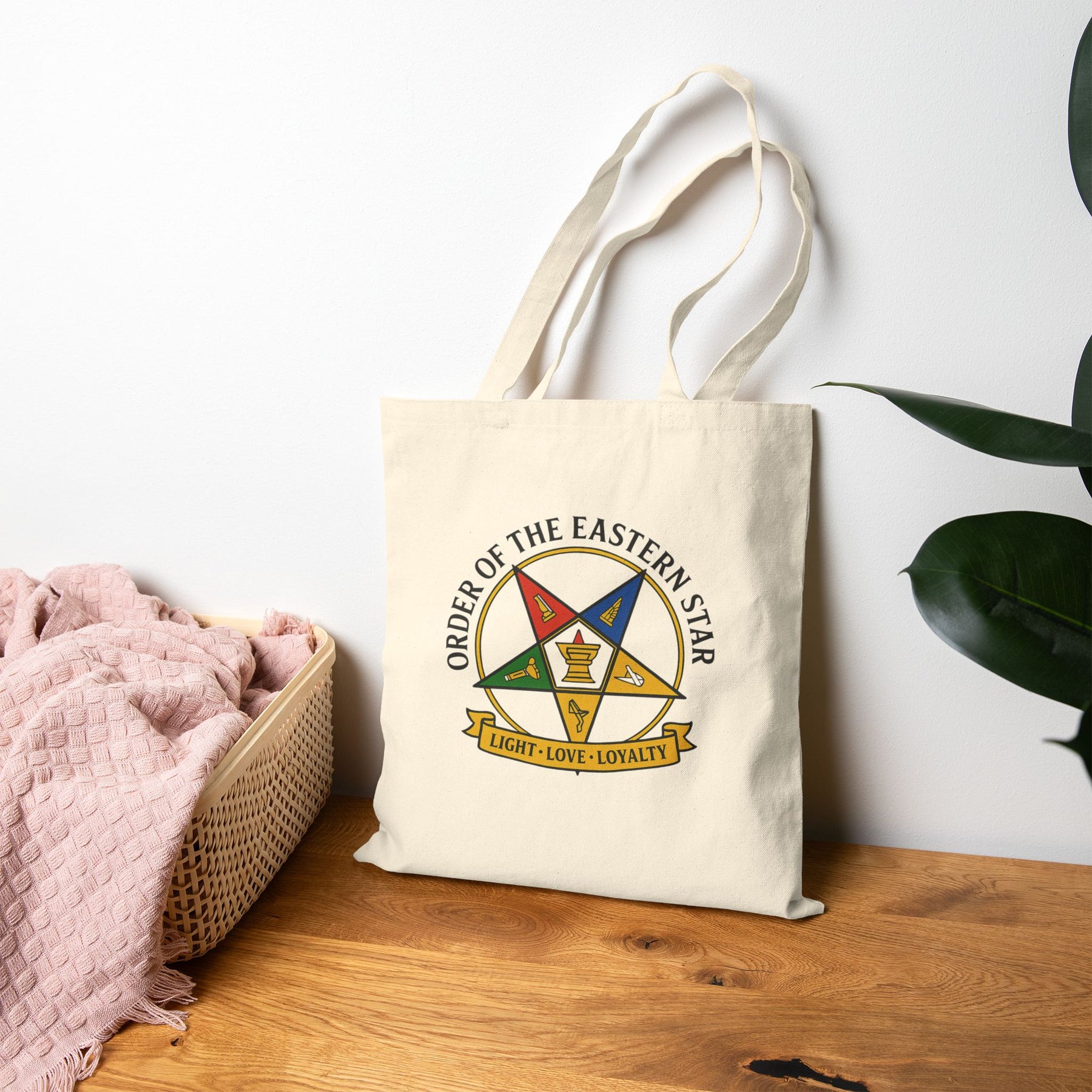 OES Tote Bag - Cotton Light, Love, Loyalty - Bricks Masons