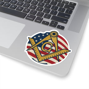 Fellowcraft Blue Lodge Sticker Decal - Kiss-Cut US Flag Various Sizes - Bricks Masons