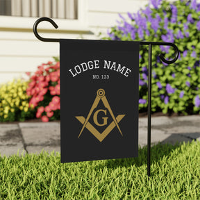 Master Mason Blue Lodge Yard Flag - Gold Square & Compass G with Customization - Bricks Masons