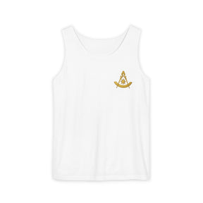 Past Master Blue Lodge Tank Top - Garment-Dyed Compass With Sun & Quadrant - Bricks Masons