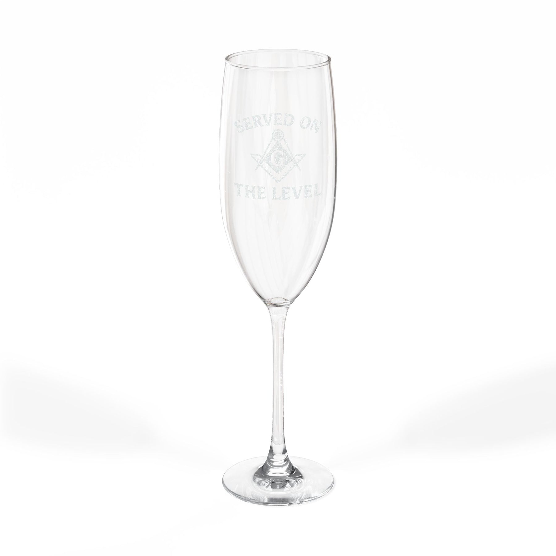 Master Mason Blue Lodge Champagne Flute - Served On The Level Square & Compass G