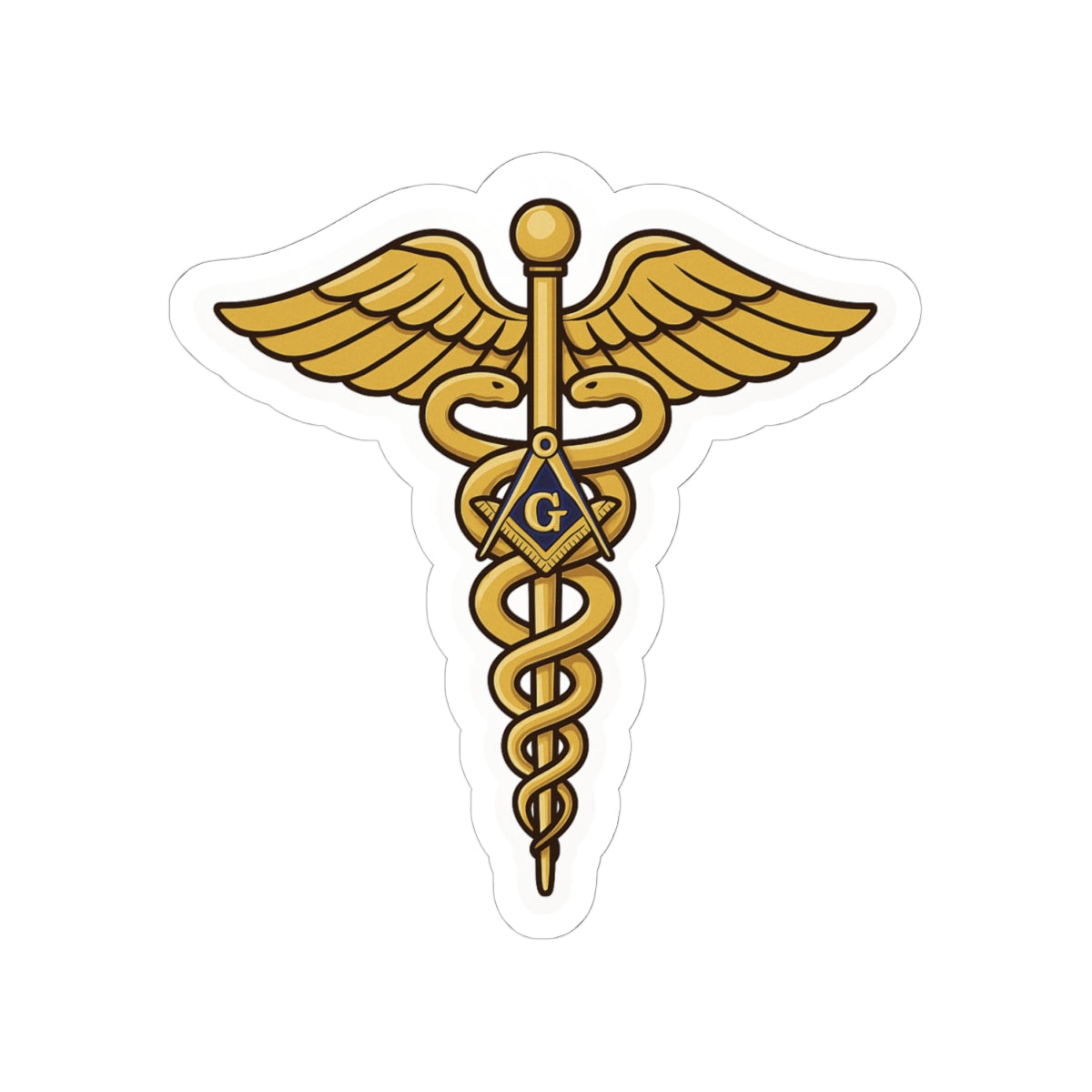 Master Mason Blue Lodge Sticker Decal - Kiss-Cut Gold Medical Doctor - Bricks Masons